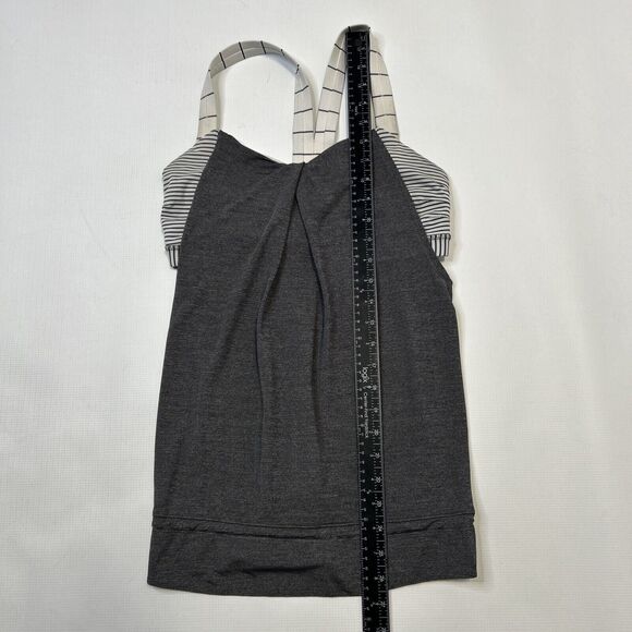 Lululemon Rest Less Heathered Soot Light Tank Top Size 6 Hyper Stripe Relaxed - Picture 7 of 12